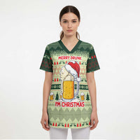 Merry Drunk I'm Christmas Scrub Top Xmas Holiday Patterns - Wonder Print Shop