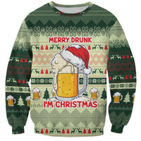 Merry Drunk I'm Christmas Sweatshirt Xmas Holiday Patterns - Wonder Print Shop
