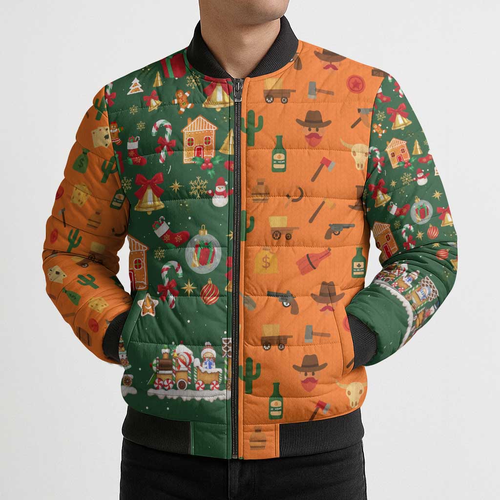 Merry Kiss My Texas Christmas Bomber Puffer Jacket Xmas Holiday Patterns - Wonder Print Shop