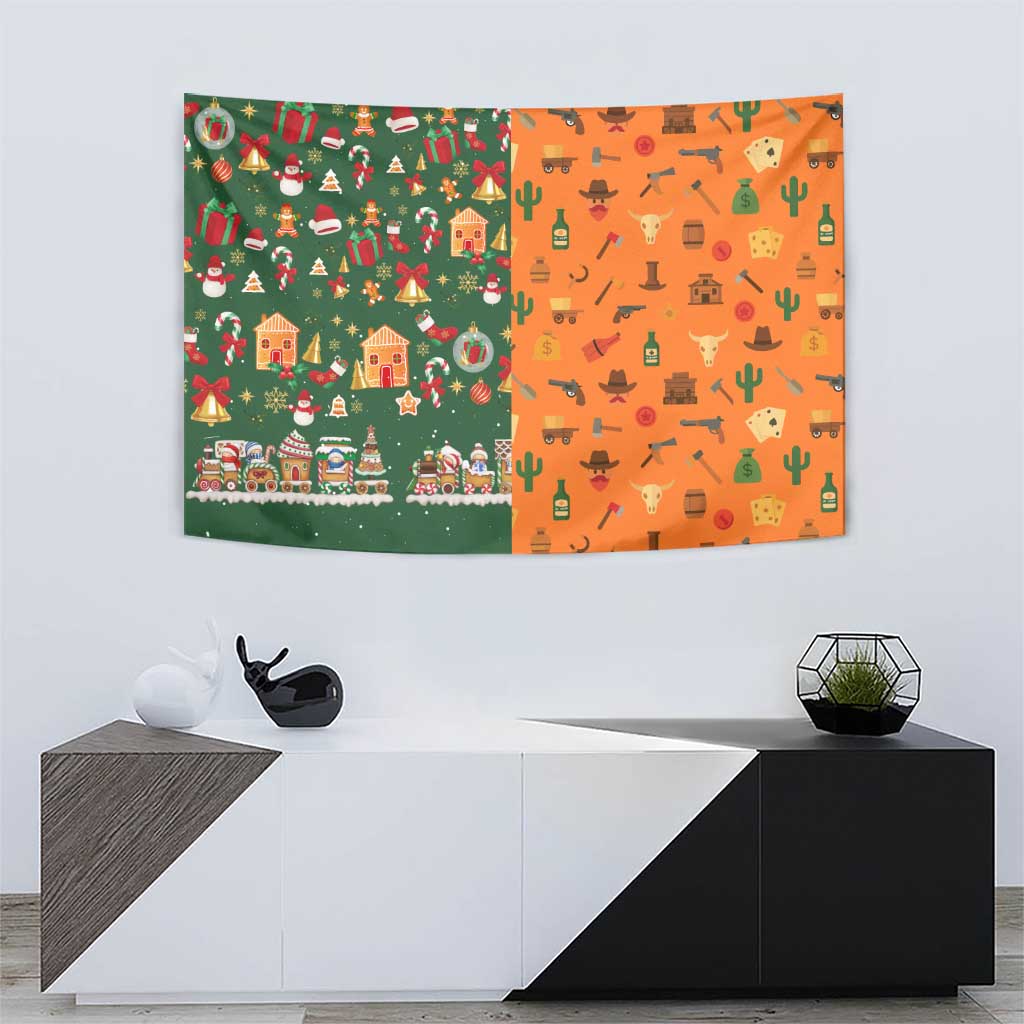 Merry Kiss My Texas Christmas Tapestry Xmas Holiday Patterns - Wonder Print Shop