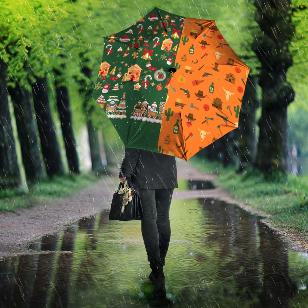Merry Kiss My Texas Christmas Umbrella Xmas Holiday Patterns - Wonder Print Shop