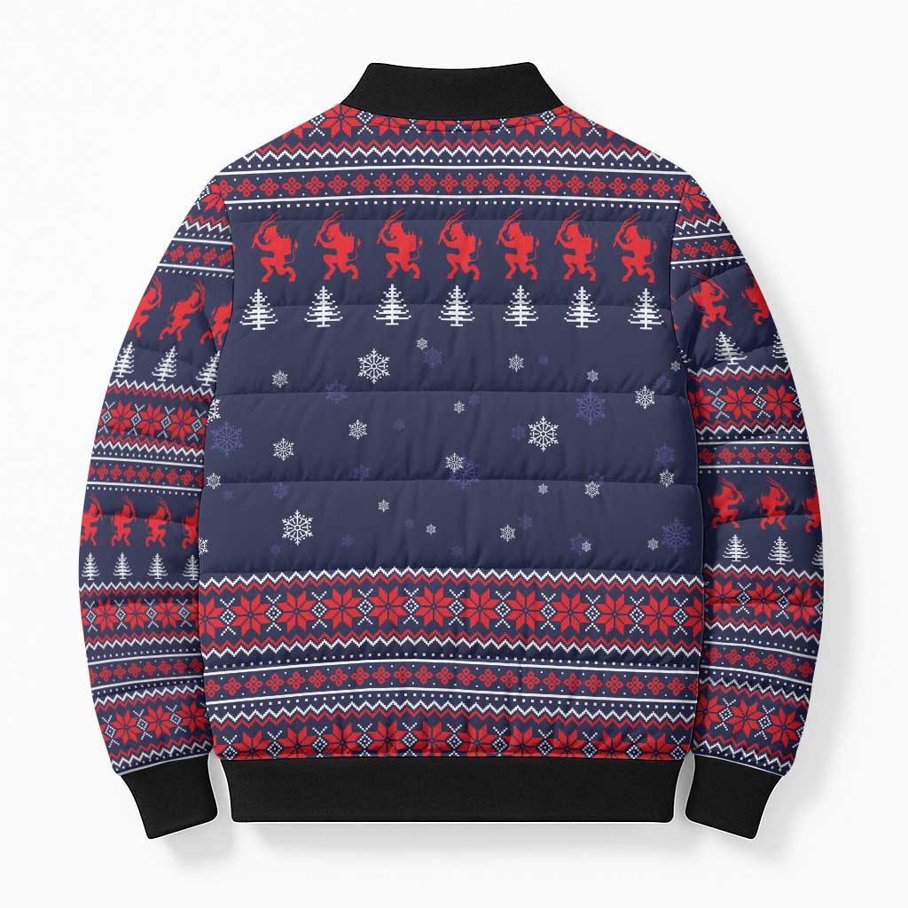 Merry Krampus Christmas Bomber Puffer Jacket Xmas Holiday Patterns - Wonder Print Shop