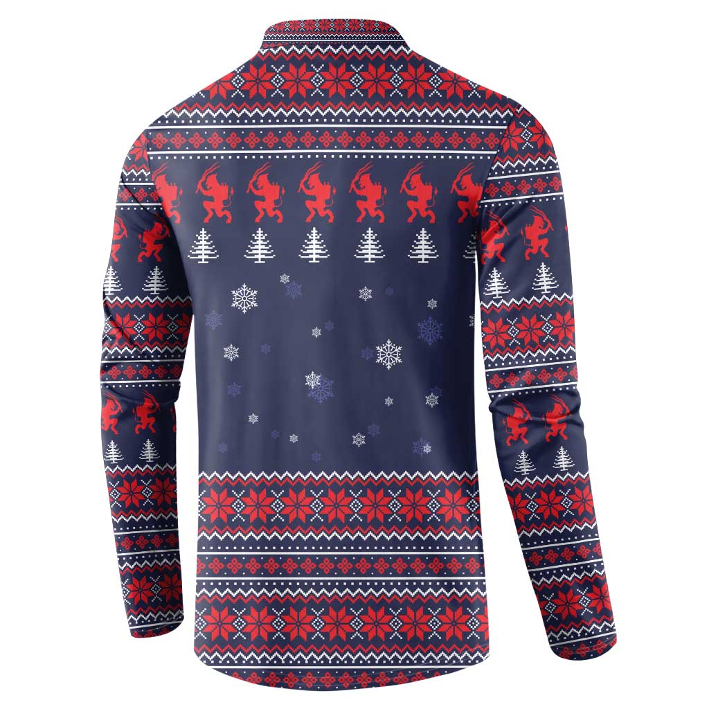 Merry Krampus Christmas Button Sweatshirt Xmas Holiday Patterns - Wonder Print Shop