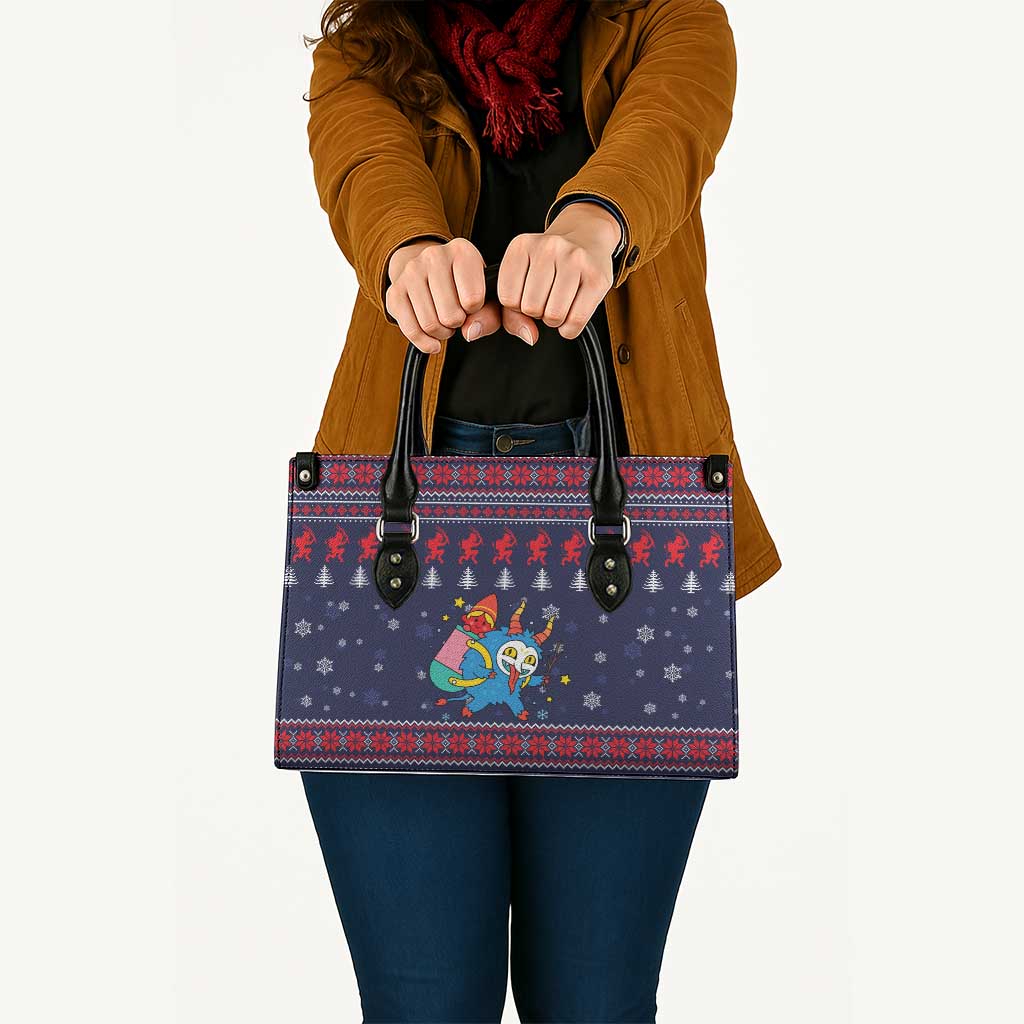 Merry Krampus Christmas Leather Bag Xmas Holiday Patterns - Wonder Print Shop