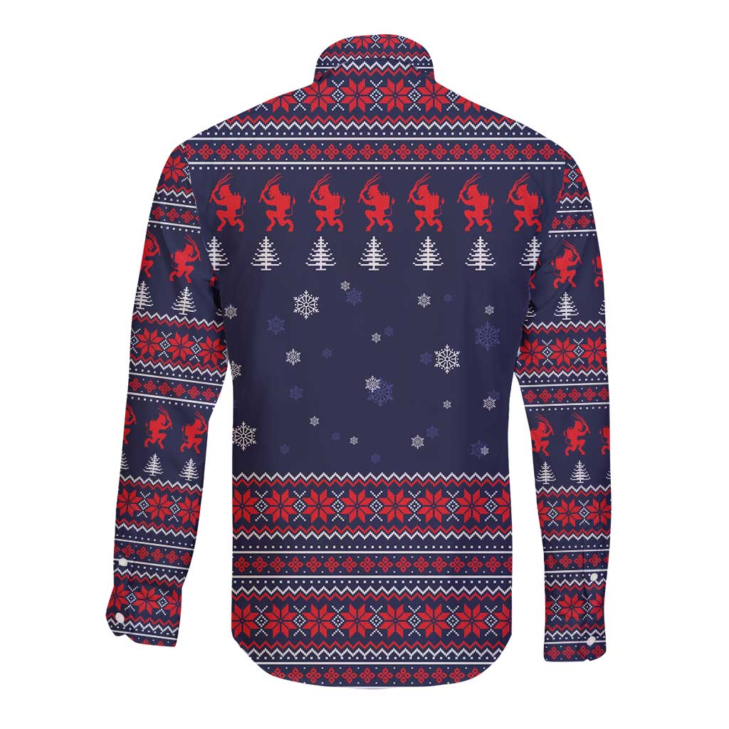 Merry Krampus Christmas Long Sleeve Button Shirt Xmas Holiday Patterns - Wonder Print Shop
