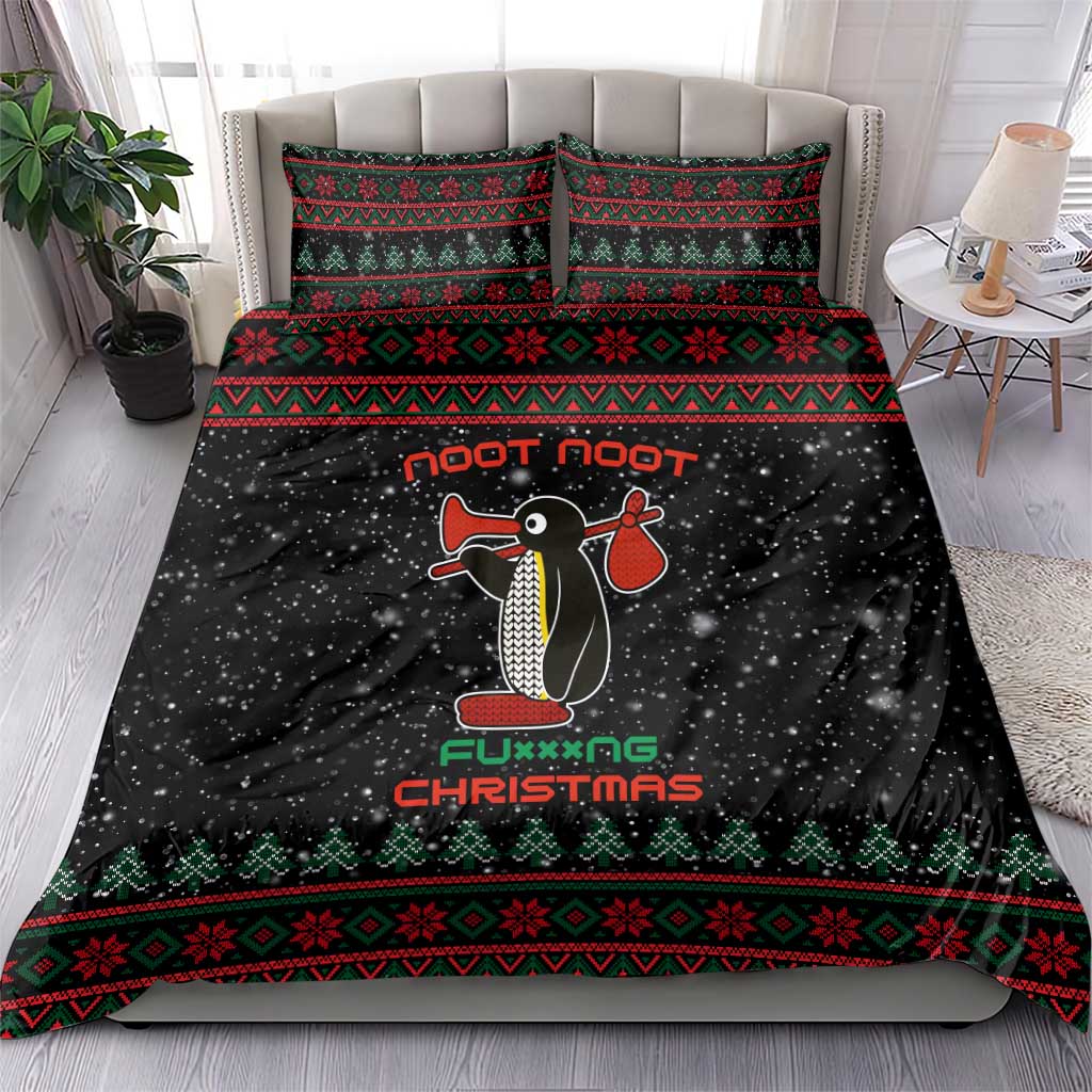 Penguin Tree Christmas Bedding Set Xmas Holiday Patterns - Wonder Print Shop