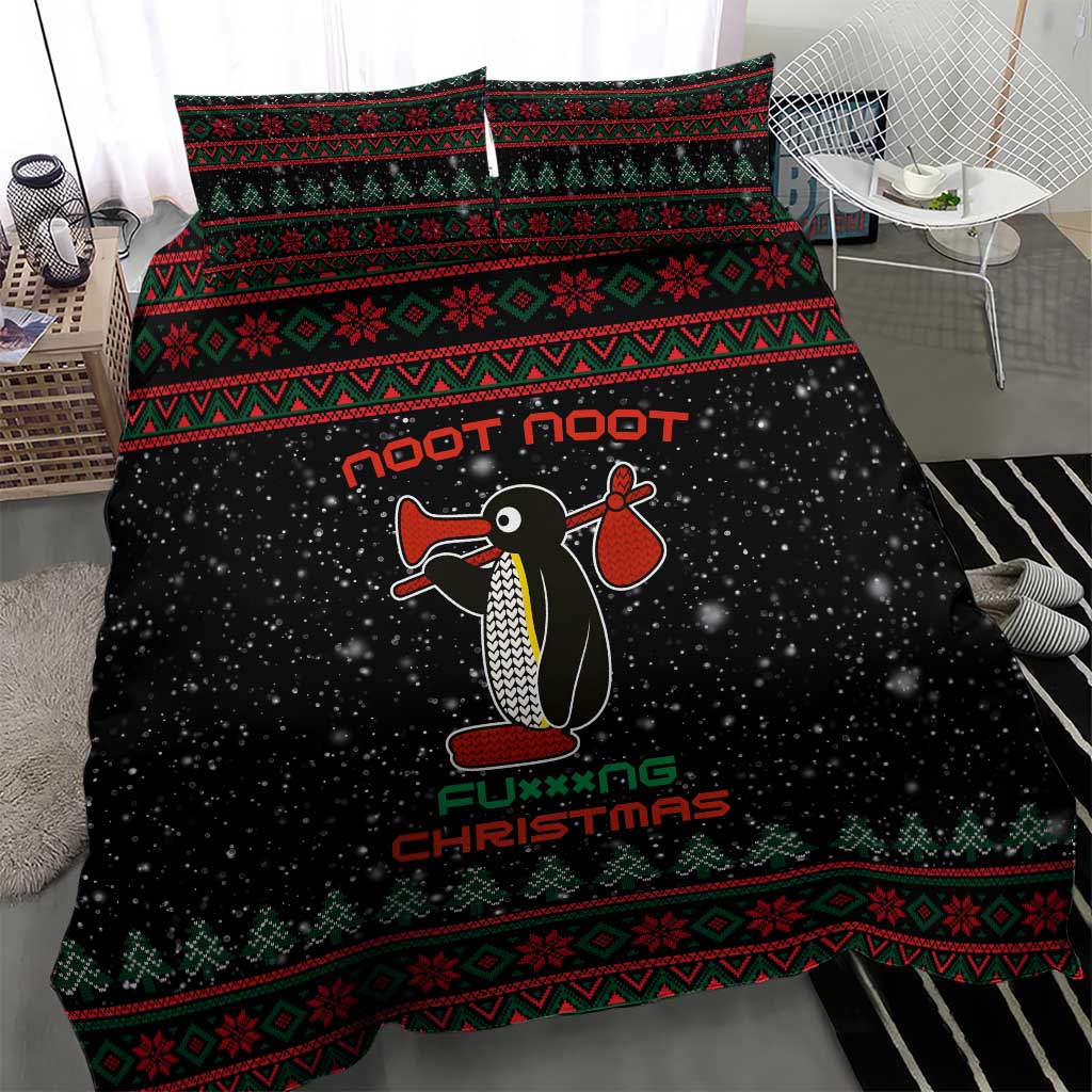 Penguin Tree Christmas Bedding Set Xmas Holiday Patterns - Wonder Print Shop
