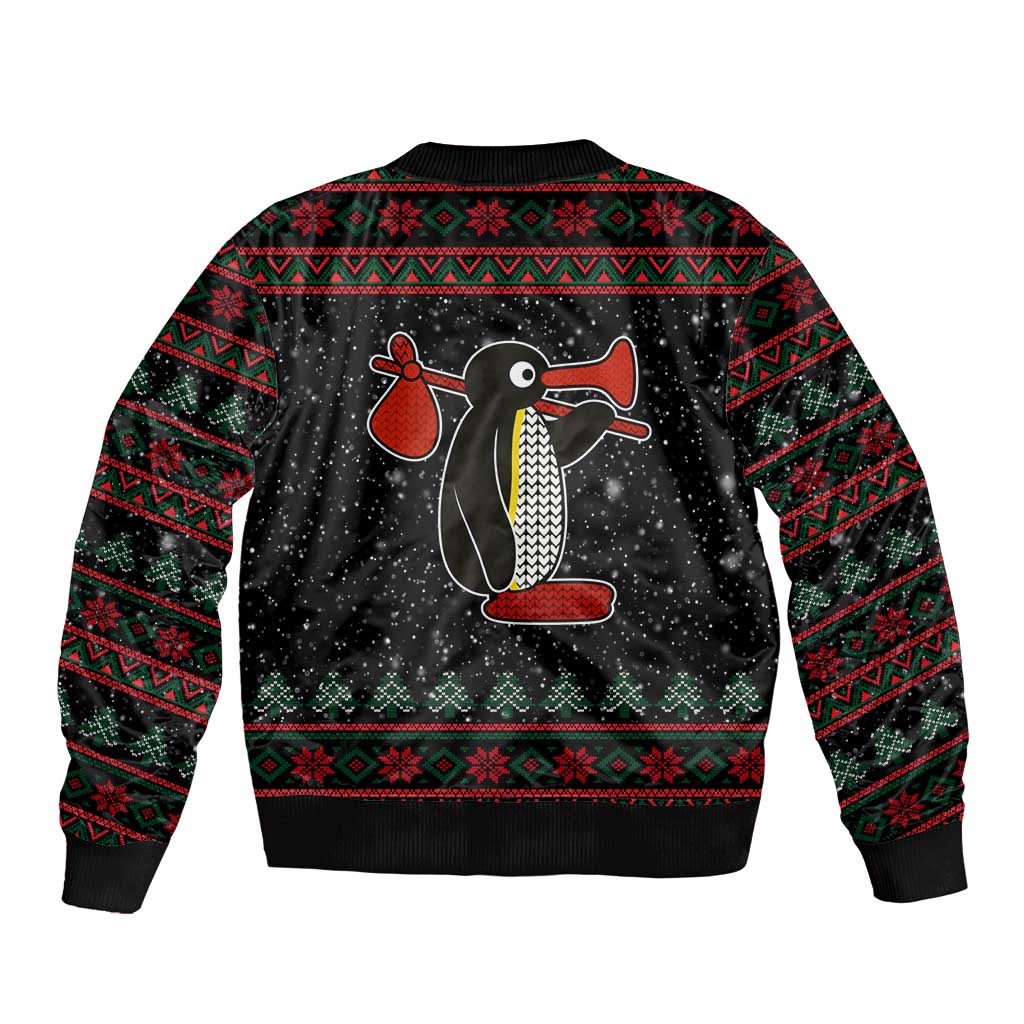 Penguin Tree Christmas Bomber Jacket Xmas Holiday Patterns - Wonder Print Shop