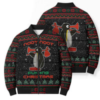 Penguin Tree Christmas Bomber Puffer Jacket Xmas Holiday Patterns - Wonder Print Shop
