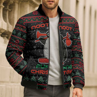 Penguin Tree Christmas Bomber Puffer Jacket Xmas Holiday Patterns - Wonder Print Shop