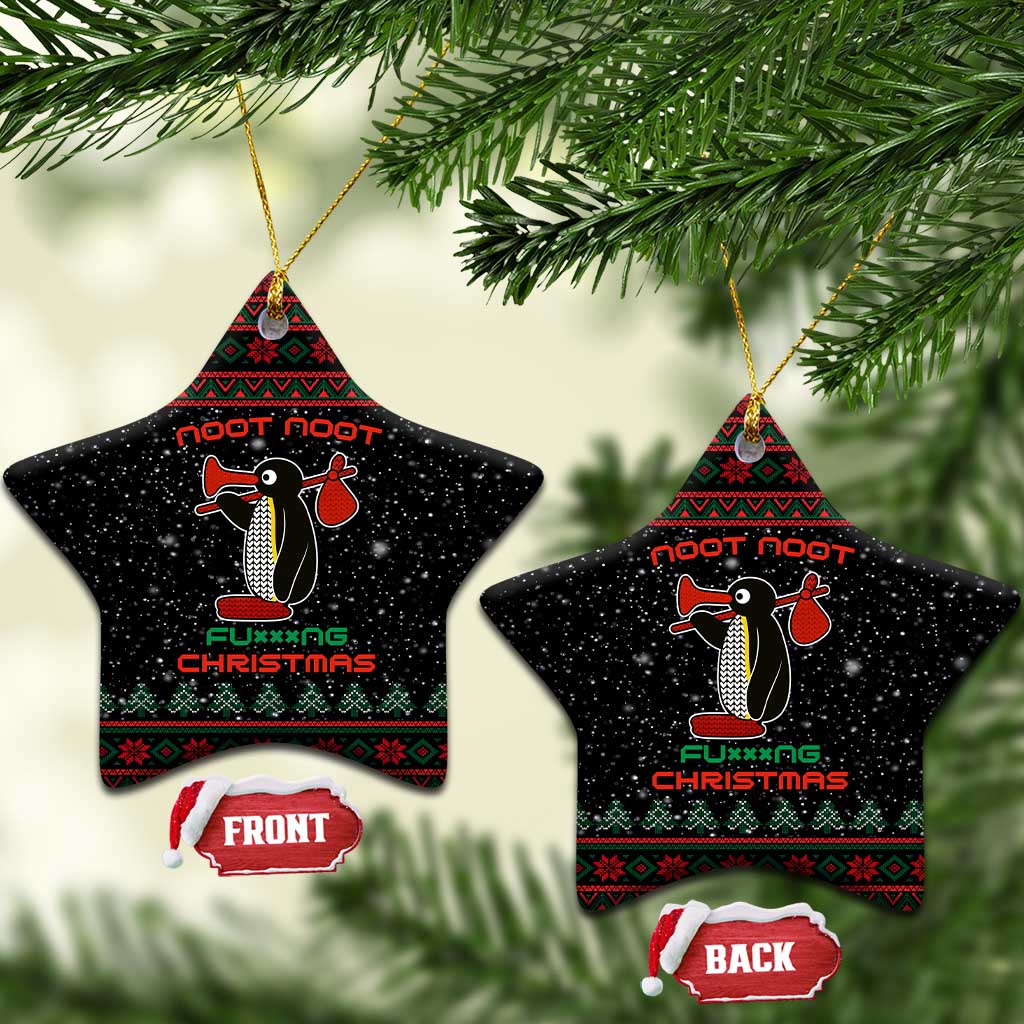 Penguin Tree Christmas Ceramic Ornament Xmas Holiday Patterns - Wonder Print Shop