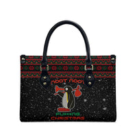 Penguin Tree Christmas Leather Bag Xmas Holiday Patterns - Wonder Print Shop