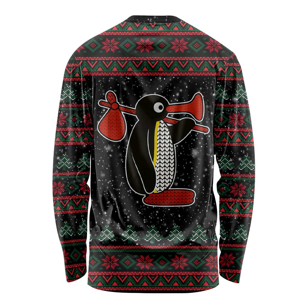 Penguin Tree Christmas Long Sleeve Shirt Xmas Holiday Patterns - Wonder Print Shop