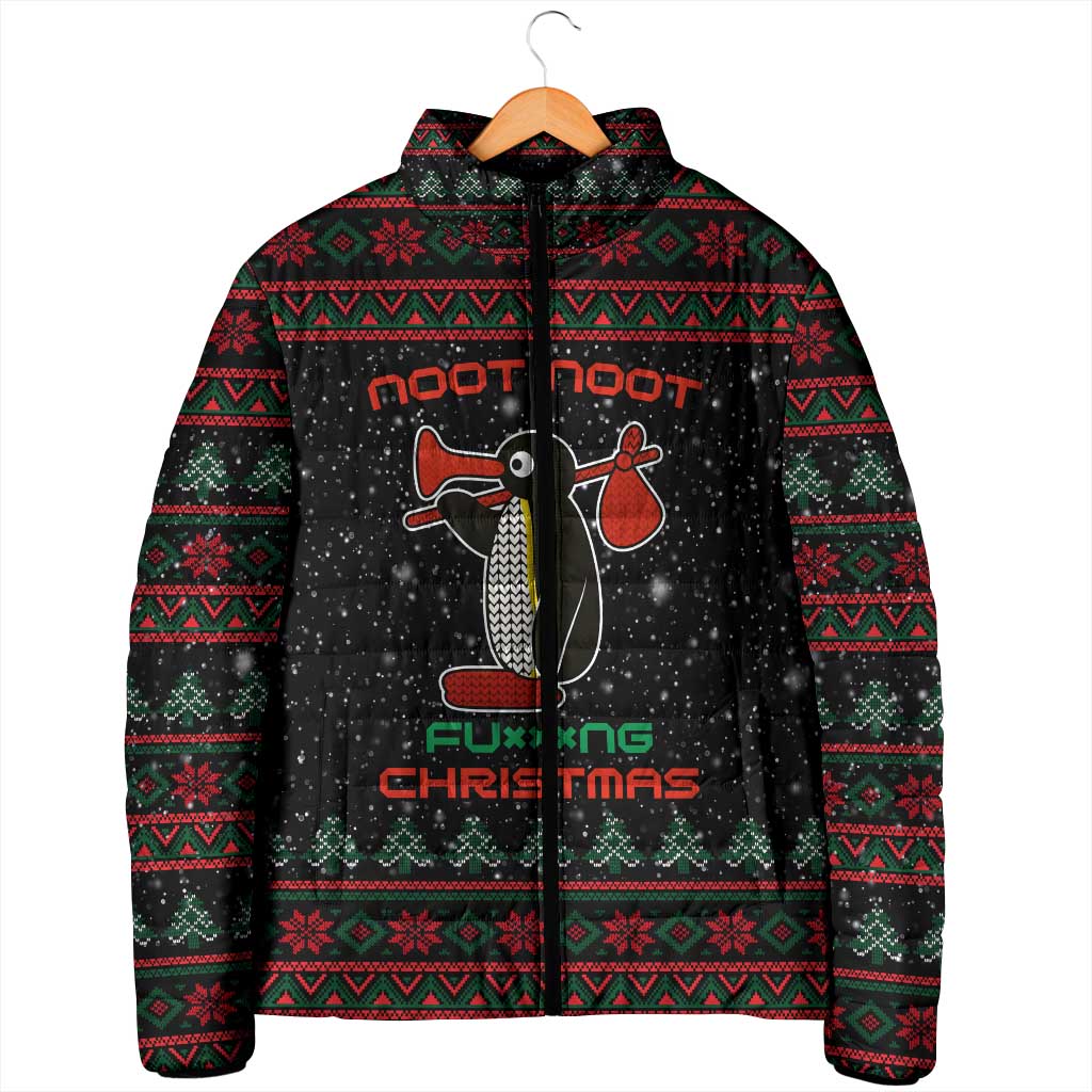 Penguin Tree Christmas Padded Jacket Xmas Holiday Patterns - Wonder Print Shop