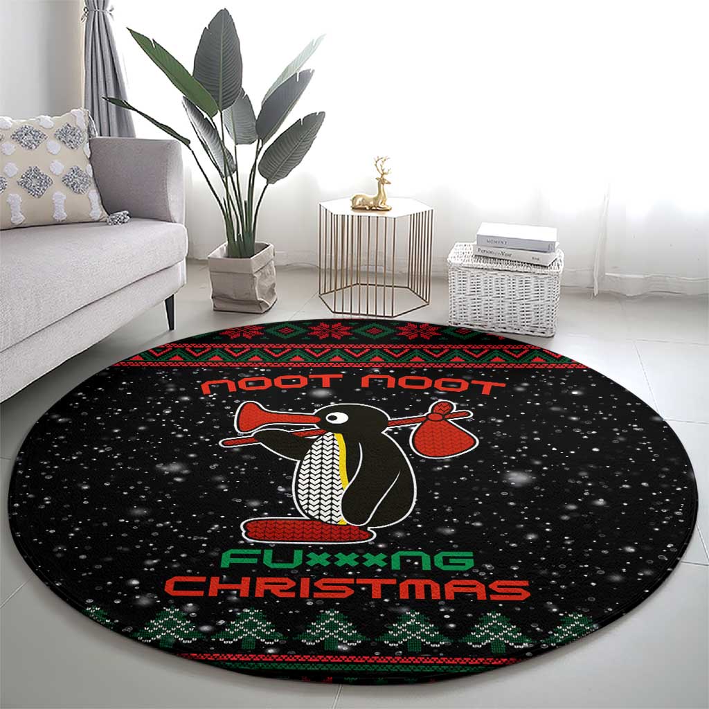 Penguin Tree Christmas Round Carpet Xmas Holiday Patterns - Wonder Print Shop