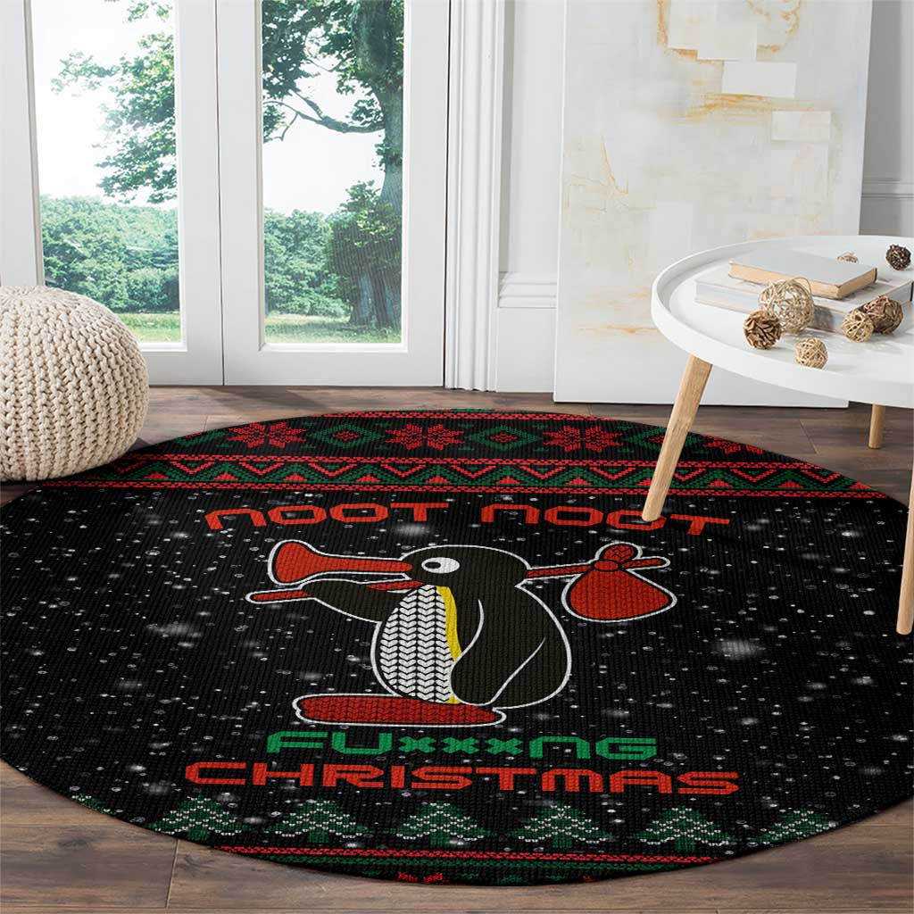 Penguin Tree Christmas Round Carpet Xmas Holiday Patterns - Wonder Print Shop