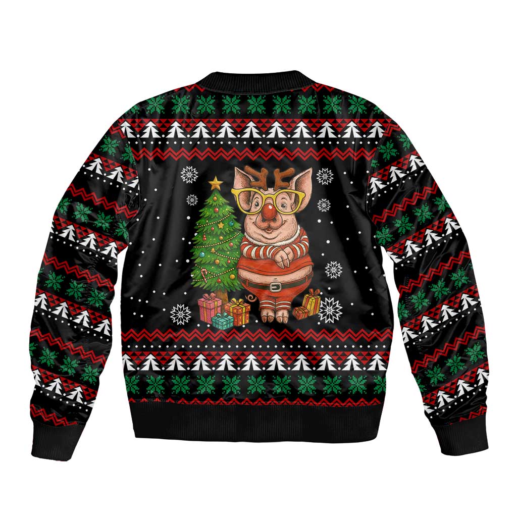 Pig Gorgeous Reindeer Christmas Bomber Jacket Xmas Holiday Patterns - Wonder Print Shop