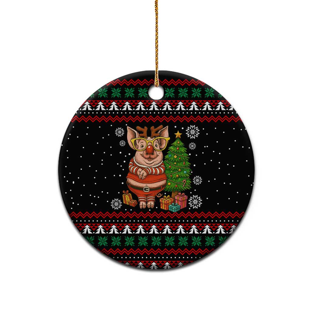 Pig Gorgeous Reindeer Christmas Ceramic Ornament Xmas Holiday Patterns - Wonder Print Shop