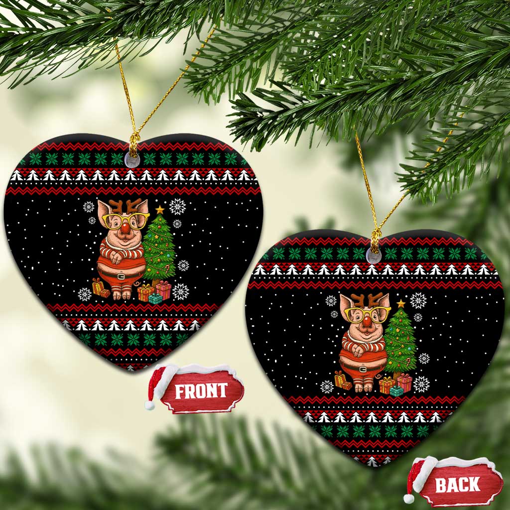 Pig Gorgeous Reindeer Christmas Ceramic Ornament Xmas Holiday Patterns - Wonder Print Shop