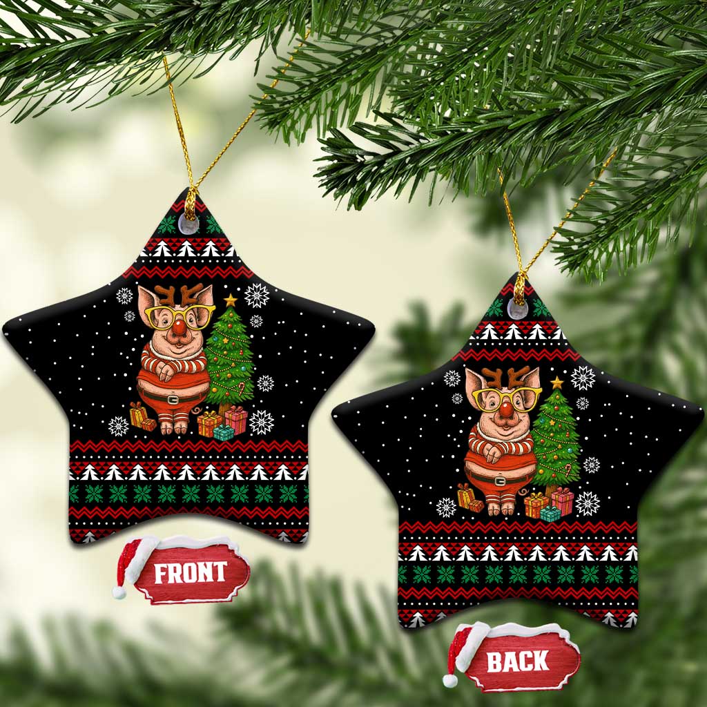 Pig Gorgeous Reindeer Christmas Ceramic Ornament Xmas Holiday Patterns - Wonder Print Shop