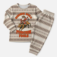 Riding Bulls Punchin Fools Christmas Pajama Set Xmas Holiday Patterns - Wonder Print Shop