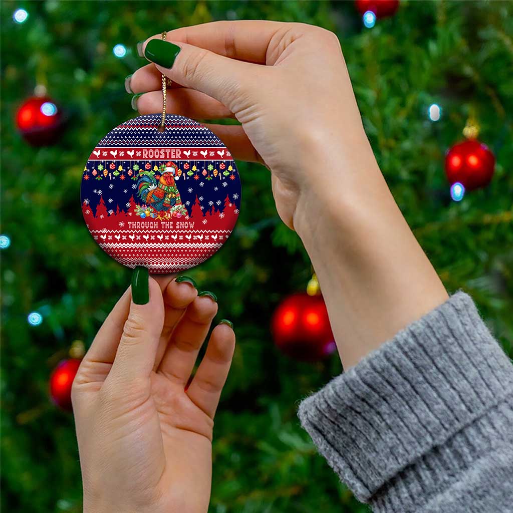 Rooster Through The Snow Christmas Ceramic Ornament Xmas Holiday Patterns - Wonder Print Shop