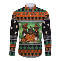 Rottweiler Christmas Long Sleeve Button Shirt Xmas Holiday Patterns - Wonder Print Shop