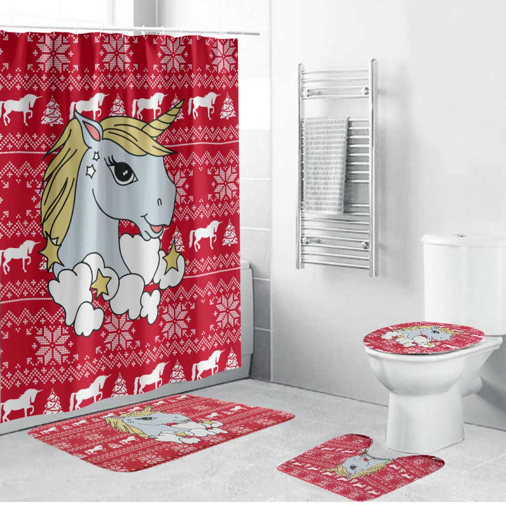 Lovely Unicorn Christmas Bathroom Set Xmas Holiday Patterns - Wonder Print Shop