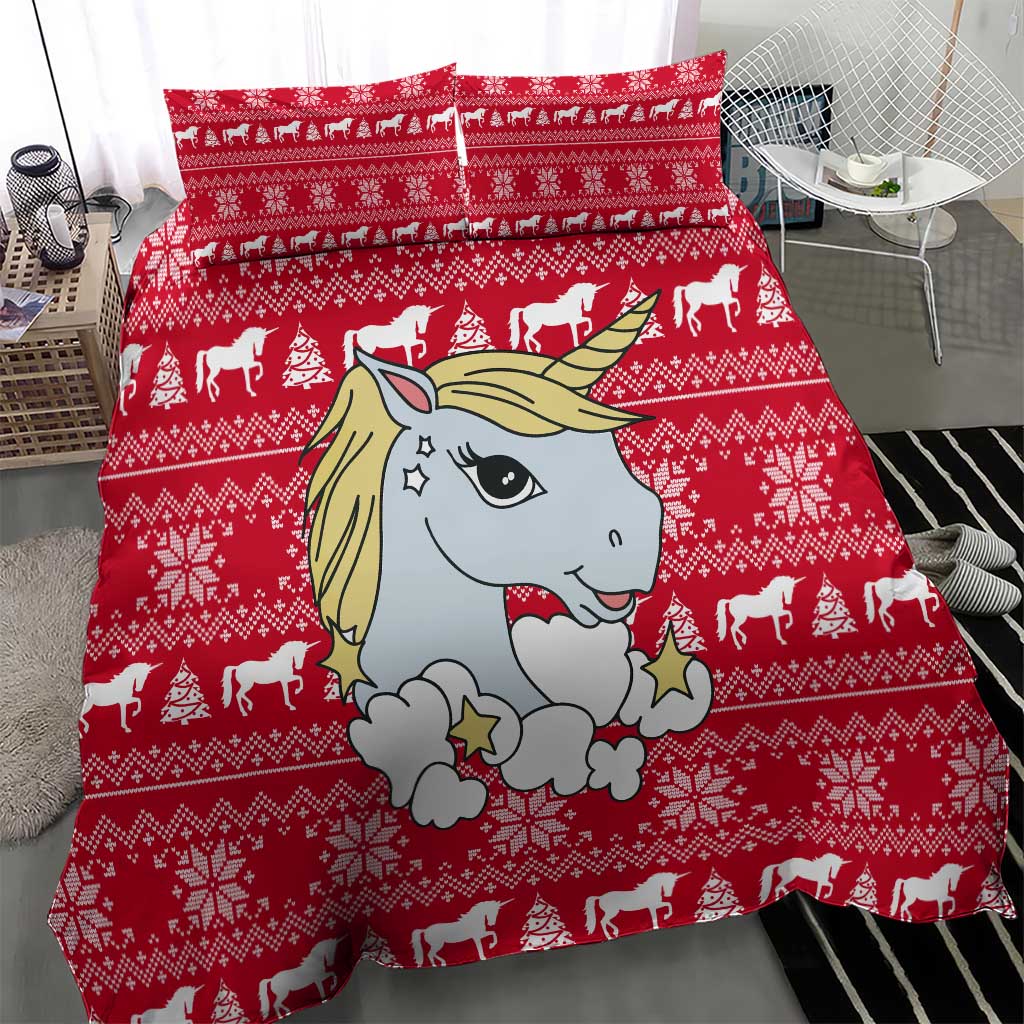 Lovely Unicorn Christmas Bedding Set Xmas Holiday Patterns - Wonder Print Shop