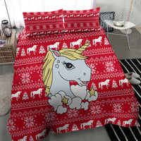Lovely Unicorn Christmas Bedding Set Xmas Holiday Patterns - Wonder Print Shop