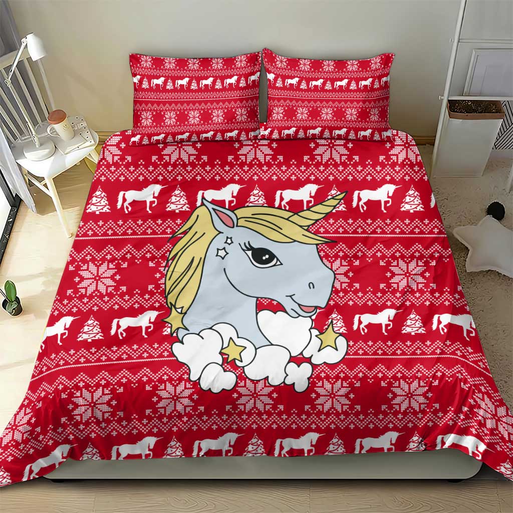 Lovely Unicorn Christmas Bedding Set Xmas Holiday Patterns - Wonder Print Shop