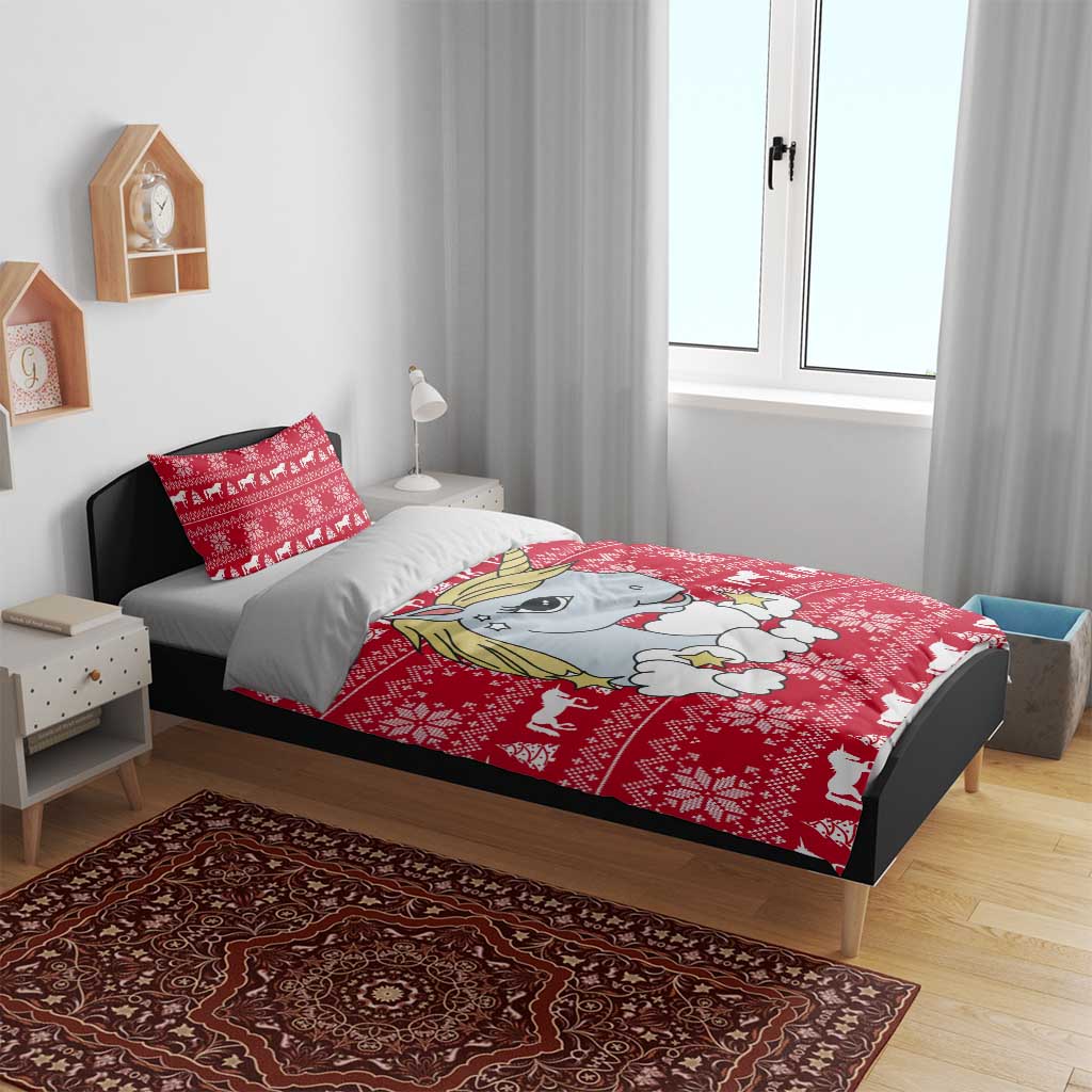 Lovely Unicorn Christmas Bedding Set Xmas Holiday Patterns - Wonder Print Shop