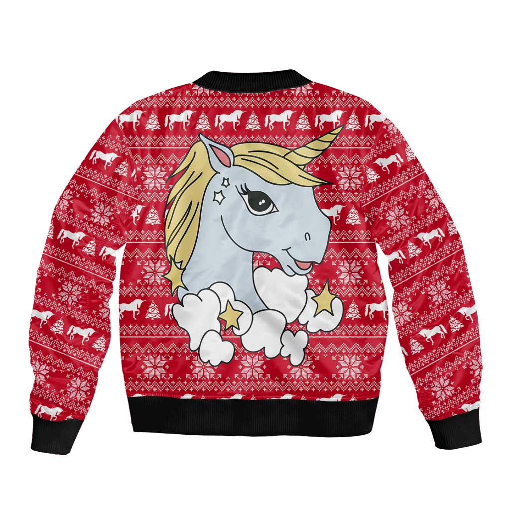 Lovely Unicorn Christmas Bomber Jacket Xmas Holiday Patterns - Wonder Print Shop
