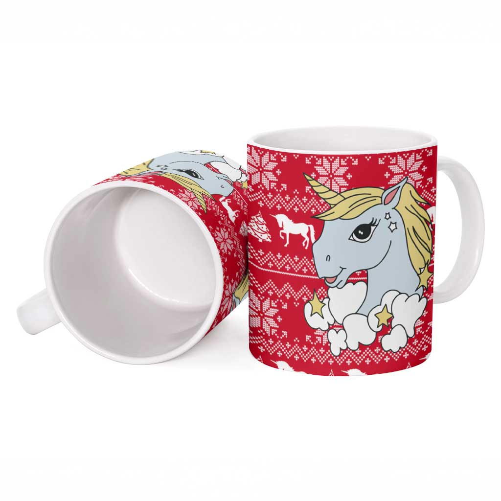 Lovely Unicorn Christmas Ceramic Mug Xmas Holiday Patterns - Wonder Print Shop