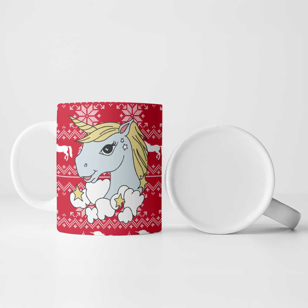 Lovely Unicorn Christmas Ceramic Mug Xmas Holiday Patterns - Wonder Print Shop