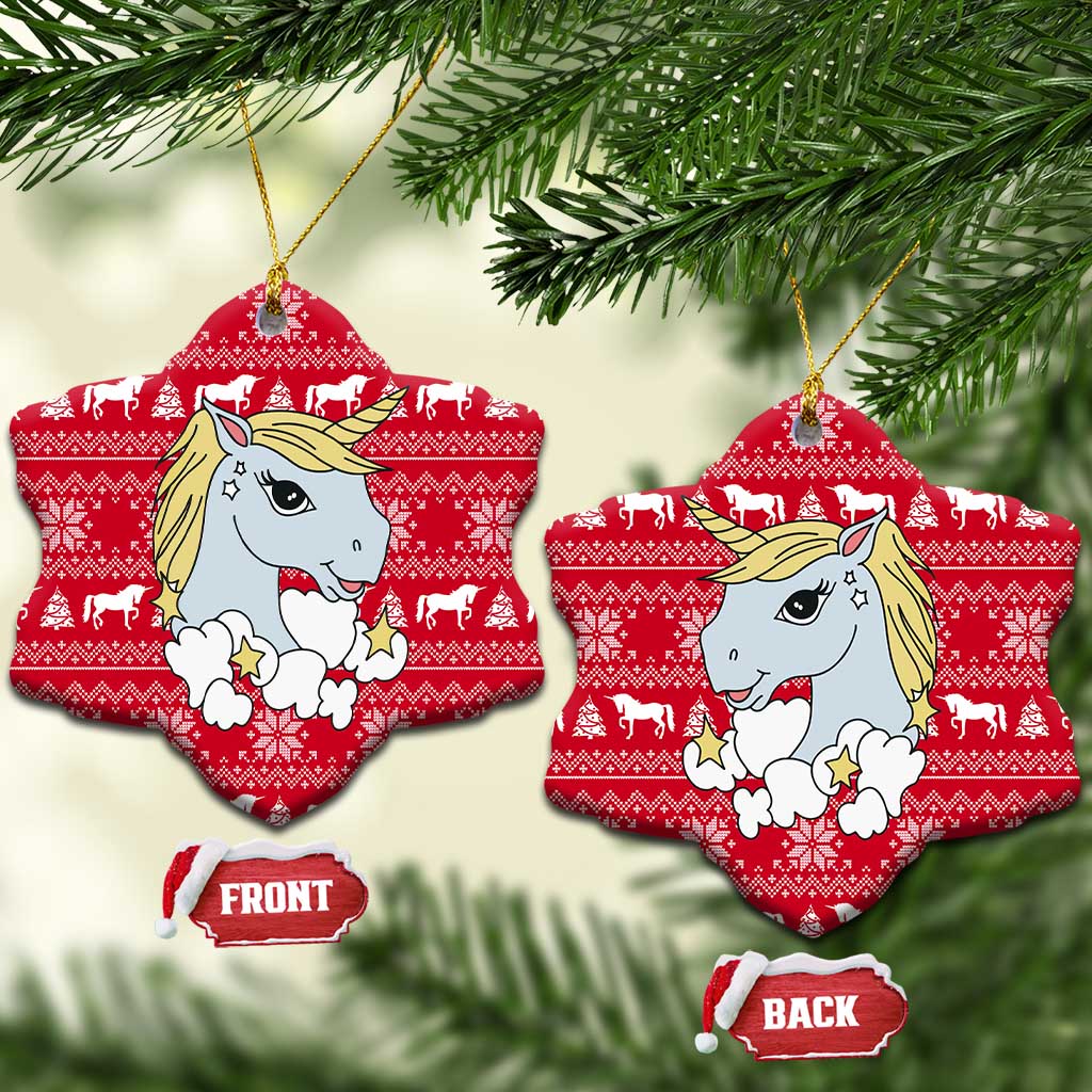 Lovely Unicorn Christmas Ceramic Ornament Xmas Holiday Patterns - Wonder Print Shop