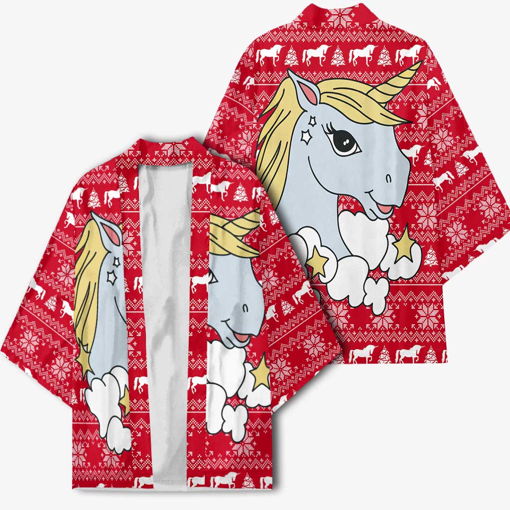Lovely Unicorn Christmas Kimono Xmas Holiday Patterns - Wonder Print Shop