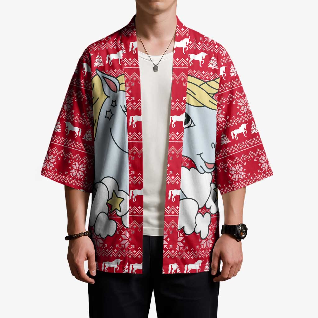 Lovely Unicorn Christmas Kimono Xmas Holiday Patterns - Wonder Print Shop