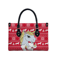 Lovely Unicorn Christmas Leather Bag Xmas Holiday Patterns - Wonder Print Shop