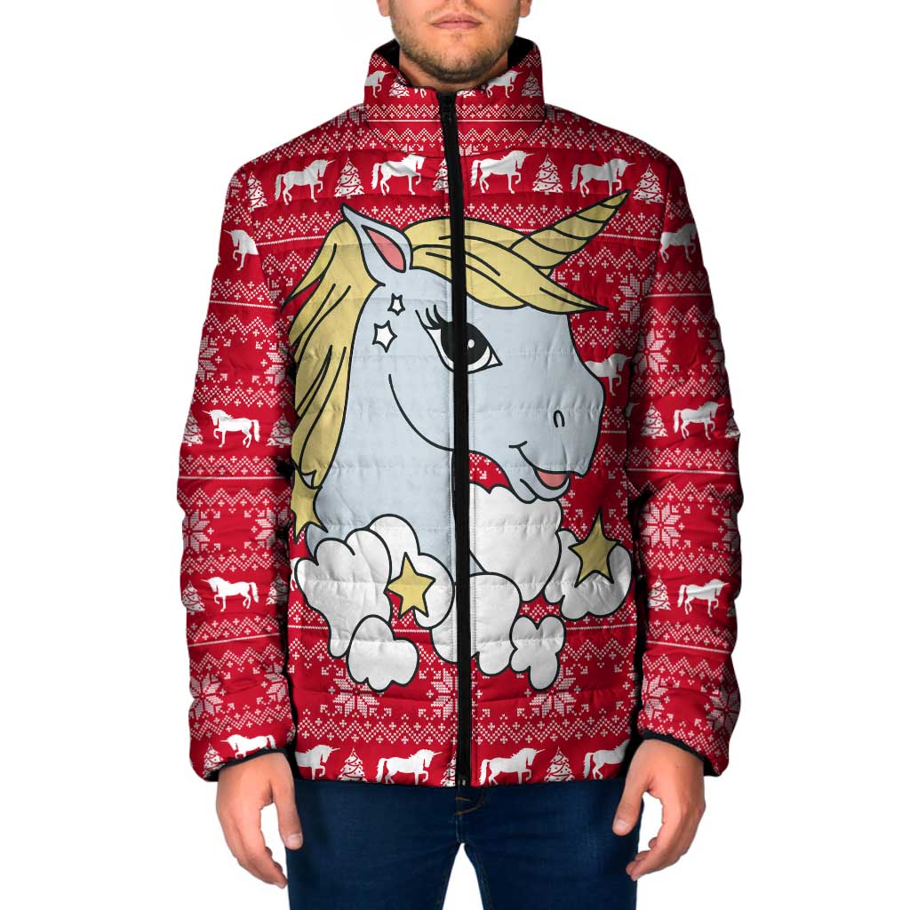 Lovely Unicorn Christmas Padded Jacket Xmas Holiday Patterns - Wonder Print Shop