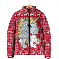Lovely Unicorn Christmas Padded Jacket Xmas Holiday Patterns - Wonder Print Shop
