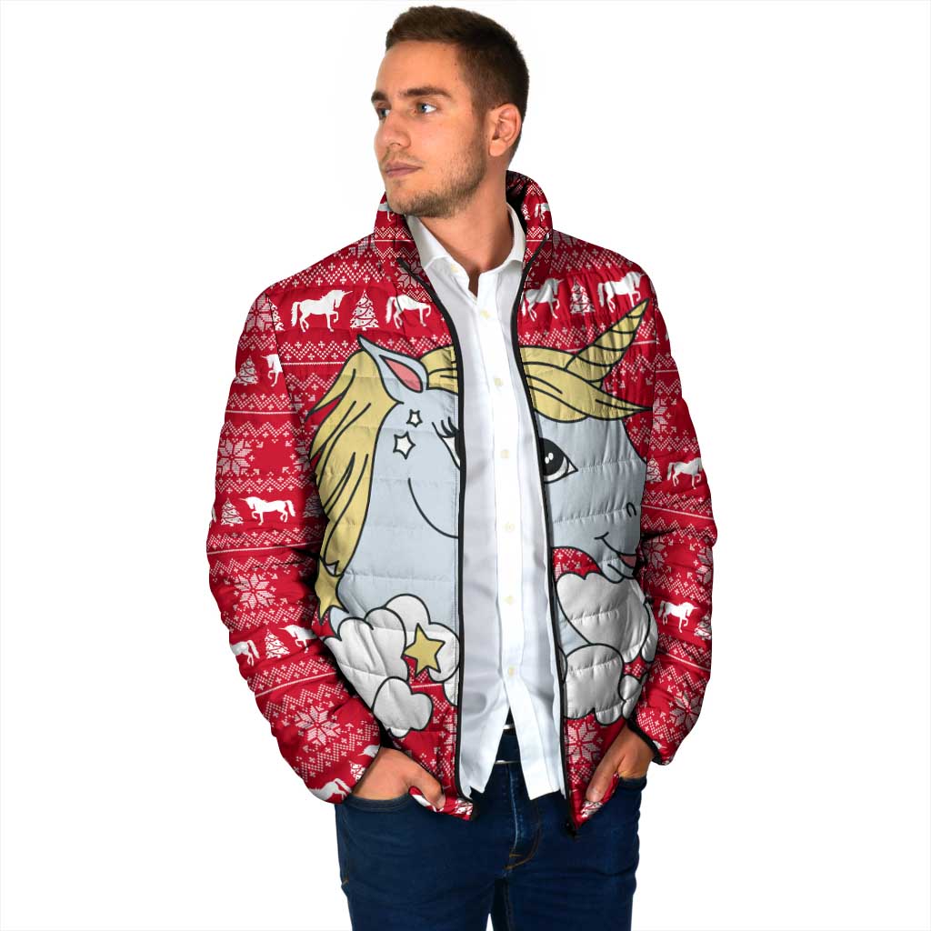 Lovely Unicorn Christmas Padded Jacket Xmas Holiday Patterns - Wonder Print Shop