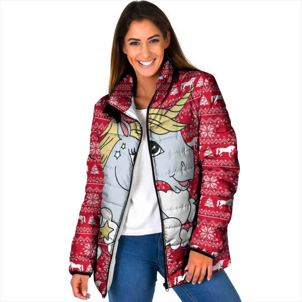 Lovely Unicorn Christmas Padded Jacket Xmas Holiday Patterns - Wonder Print Shop