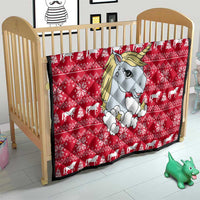 Lovely Unicorn Christmas Quilt Xmas Holiday Patterns - Wonder Print Shop