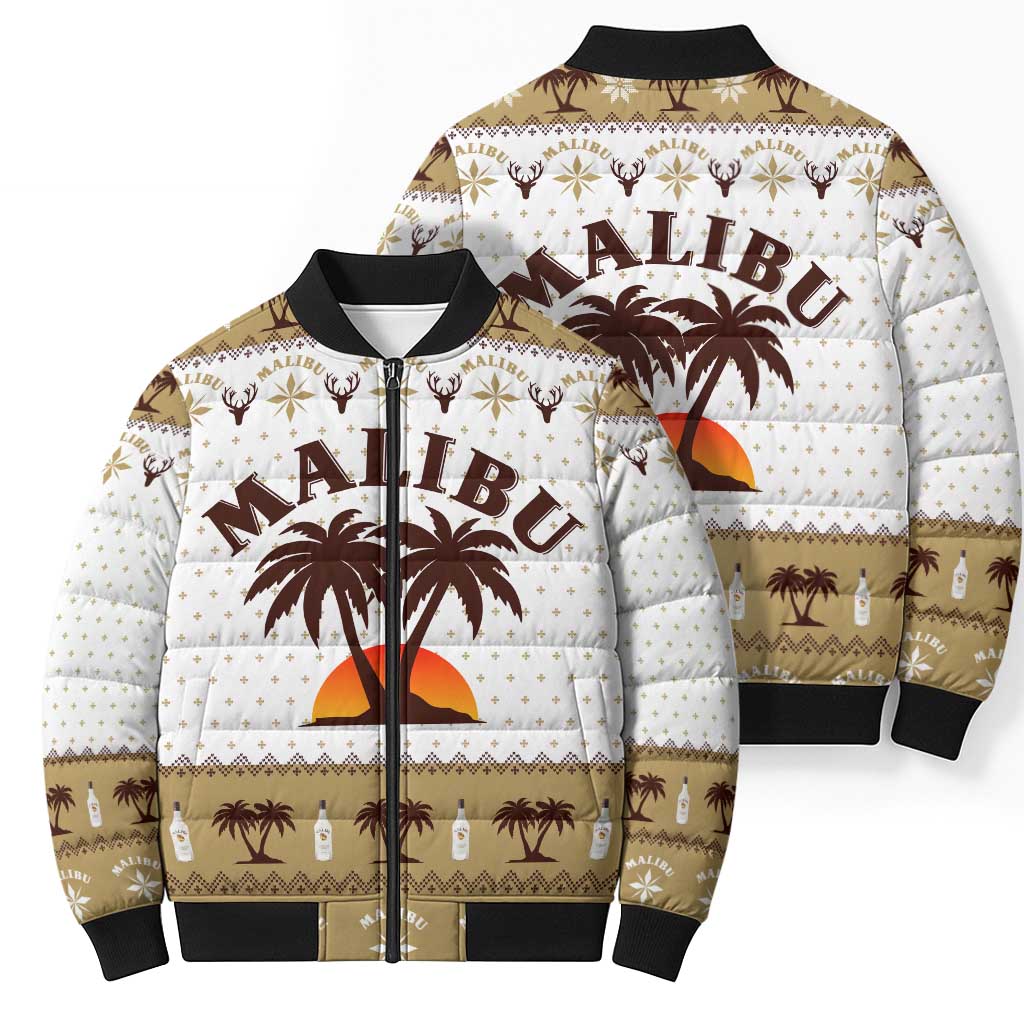 Malibu Christmas Bomber Puffer Jacket Xmas Holiday Patterns - Wonder Print Shop