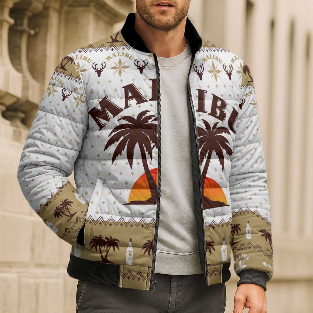Malibu Christmas Bomber Puffer Jacket Xmas Holiday Patterns - Wonder Print Shop