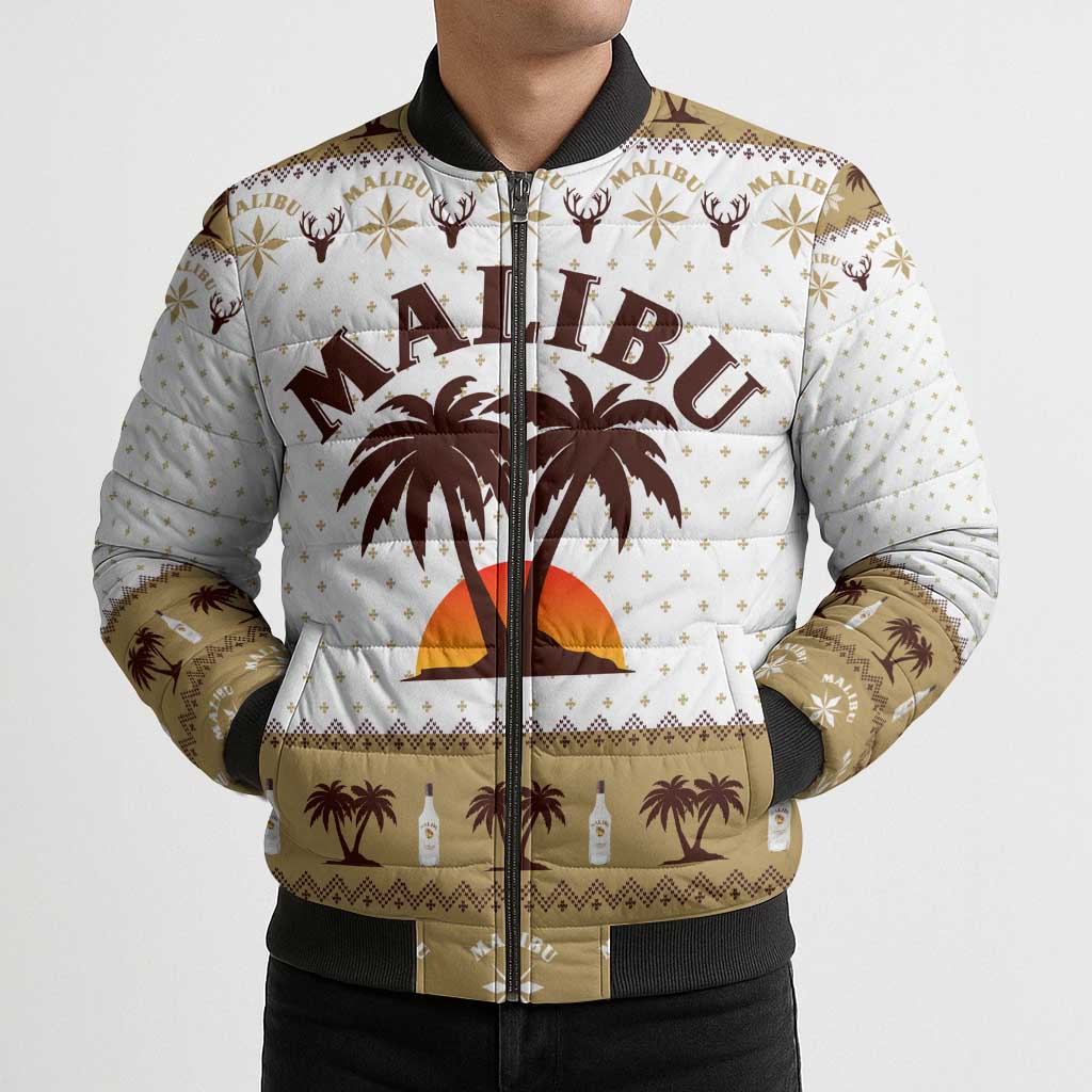 Malibu Christmas Bomber Puffer Jacket Xmas Holiday Patterns - Wonder Print Shop