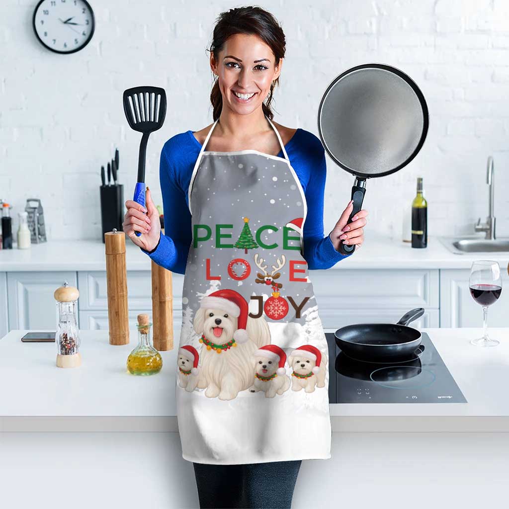 Maltese Peace Love Joy Christmas Apron Xmas Holiday Patterns - Wonder Print Shop