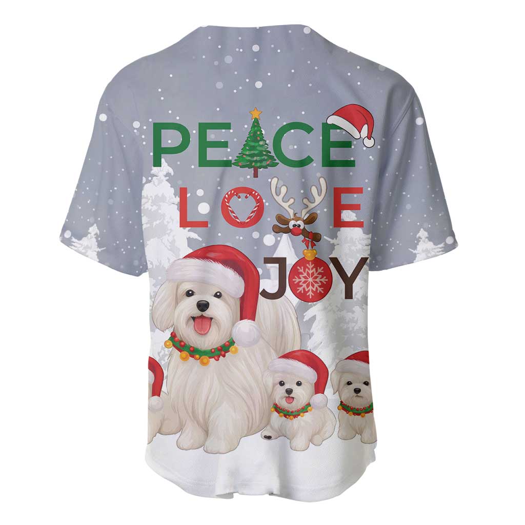Maltese Peace Love Joy Christmas Baseball Jersey Xmas Holiday Patterns - Wonder Print Shop
