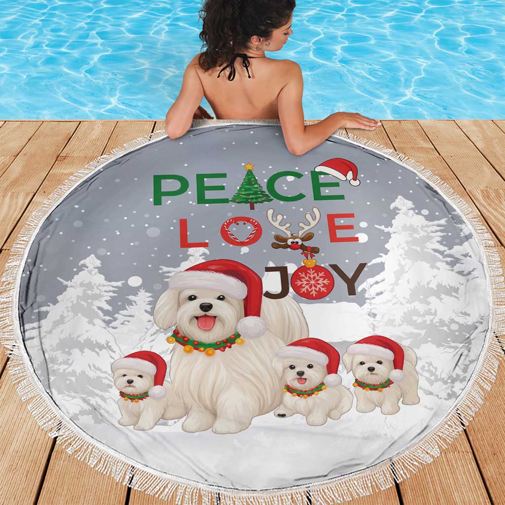 Maltese Peace Love Joy Christmas Beach Blanket Xmas Holiday Patterns - Wonder Print Shop